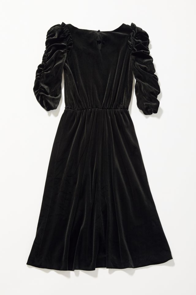 Vintage Ruched Sleeve Velvet Dress  #2