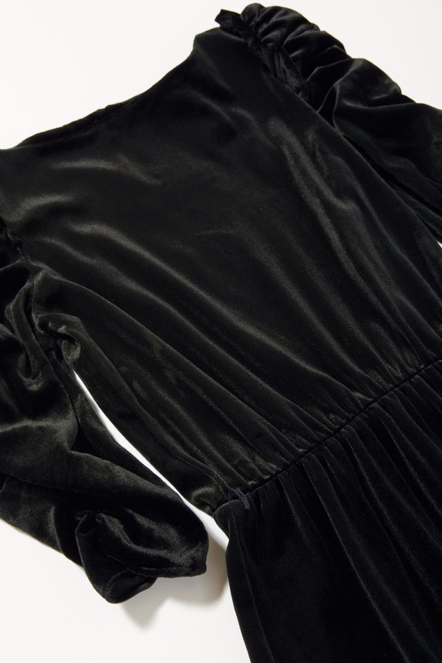 Vintage Ruched Sleeve Velvet Dress  #3