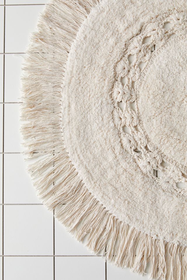 Raine Crochet Round Bath Mat Urban Outfitters