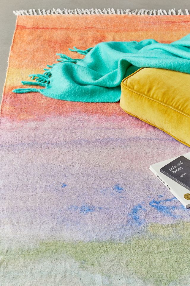 Watercolor Sunset Chenille Rug Urban Outfitters