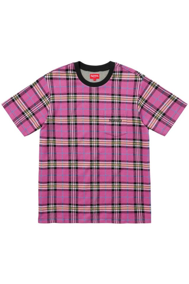 Supreme Jacquard Tartan Plaid Pocket Tee Pink | Urban Outfitters