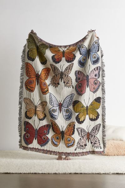 Butterfly woven blanket sale