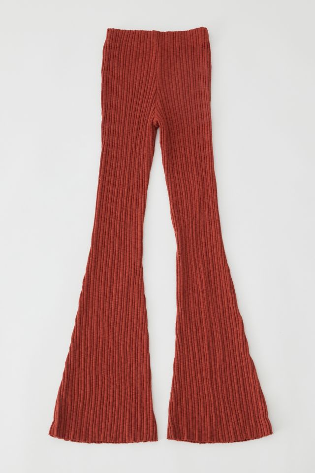 UO Rosie High-Waisted Ribbed  Flare Pant #1