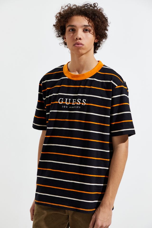 GUESS Stripe Embroidered Text Tee  #1