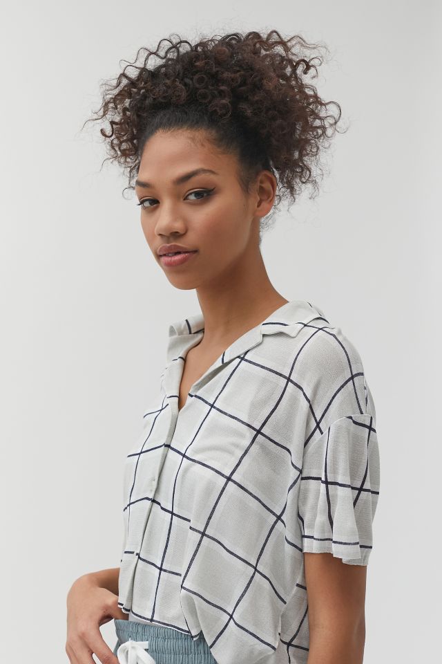 UO Harper Crepe Button-Down Shirt | Urban Outfitters