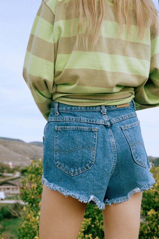 High Waisted Roll Hem Denim Shorts