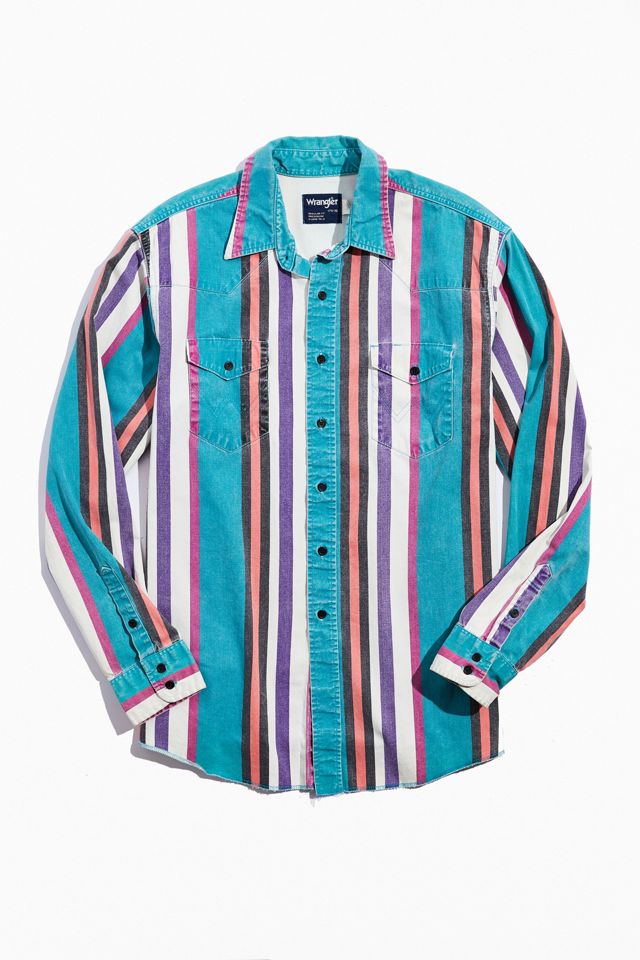 Vintage Wrangler Striped Western Button-Down Shirt | Urban Outfitters ...