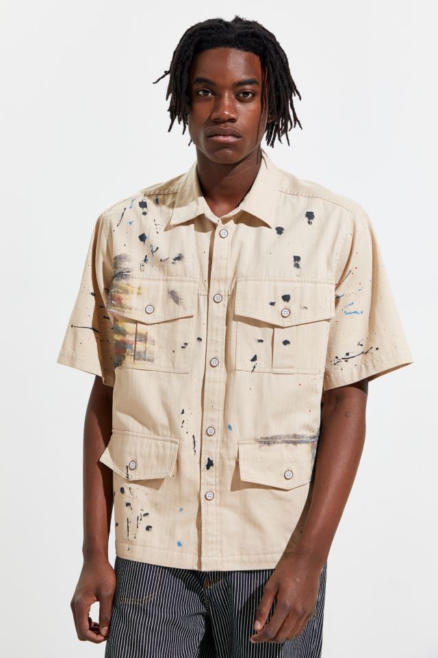 Chemise Boutonnée Manches Courtes BDG Éclaboussures de Peinture #1