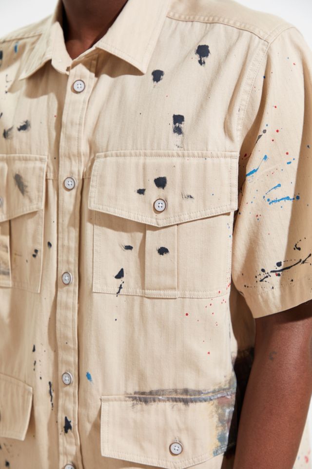 Chemise Boutonnée Manches Courtes BDG Éclaboussures de Peinture #3
