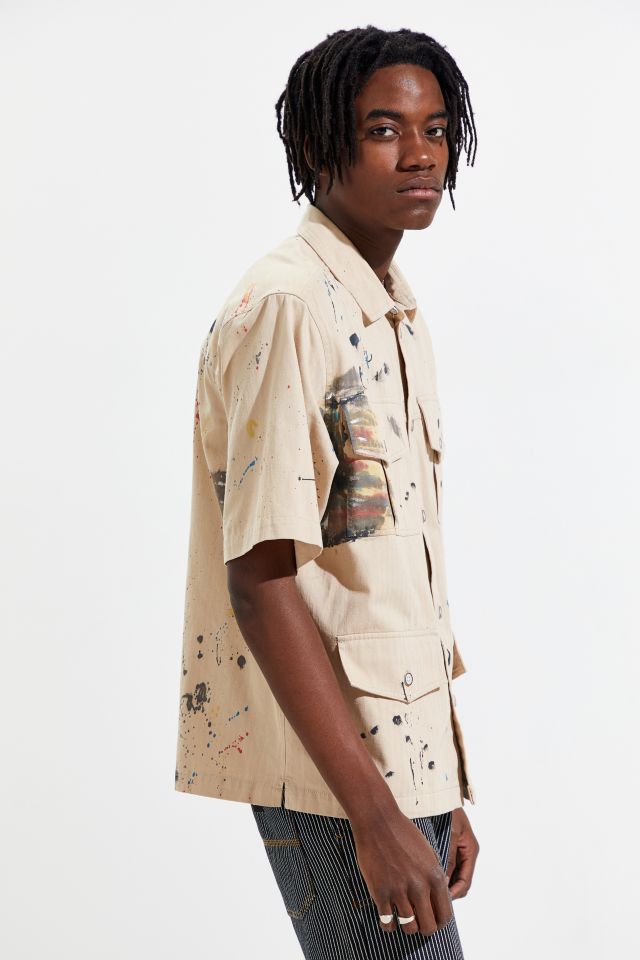 Chemise Boutonnée Manches Courtes BDG Éclaboussures de Peinture #4