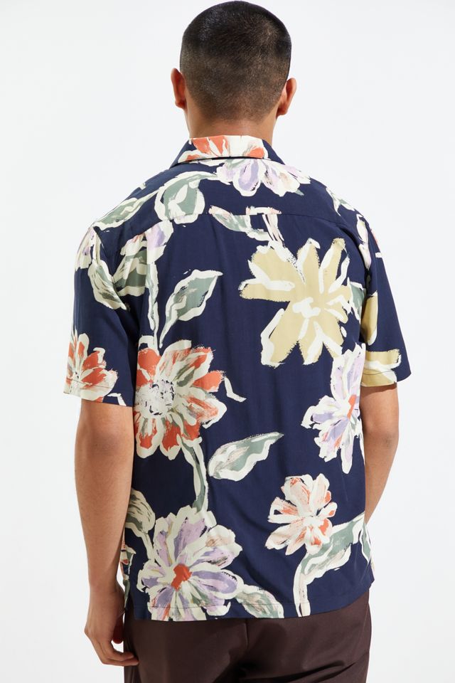 UO Painted Floral Rayon Short Sleeve Button-Down Shirt #5