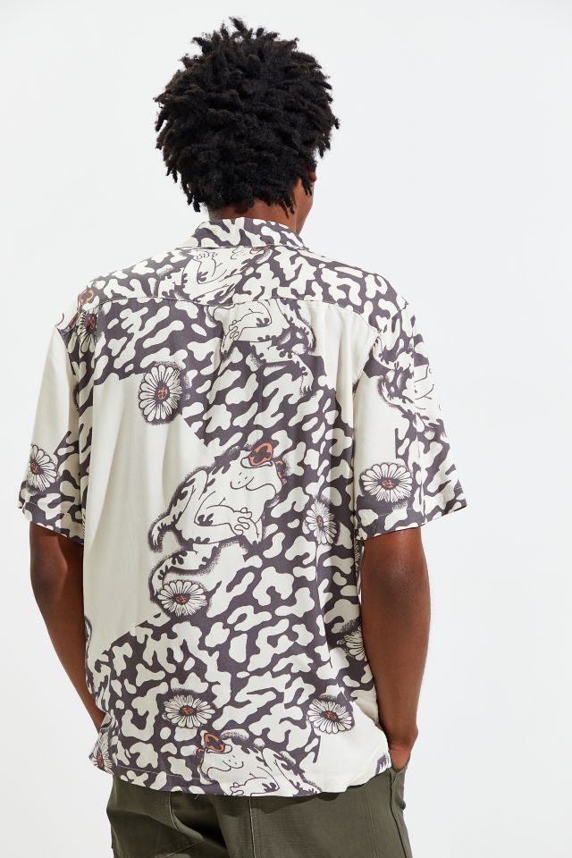 UO Frog Clash Rayon Short Sleeve Button-Down Shirt #5