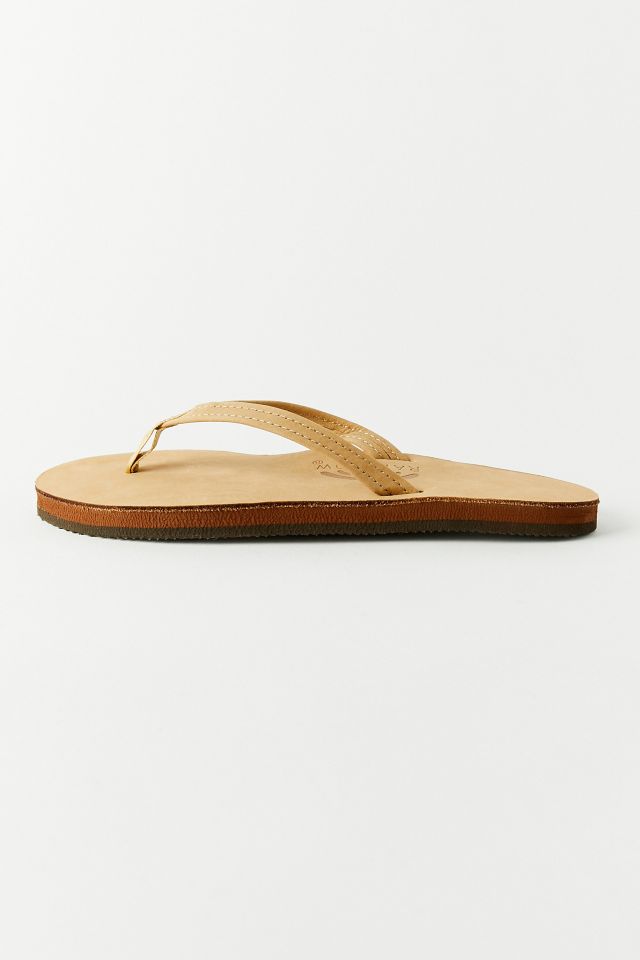 Rainbow Narrow Strap Single-Layer Leather Flip-Flop #3