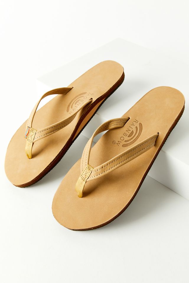 Rainbow Narrow Strap Single-Layer Leather Flip-Flop #4