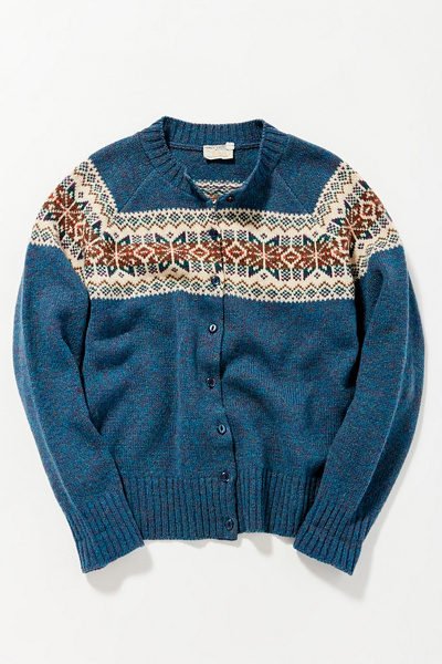 Powder Blue Fair Isle Pattern Button Down Cardigan