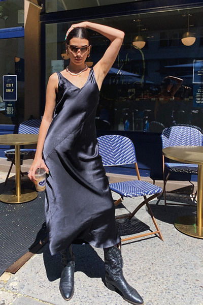 line & dot loulou satin slip dress Line & Dot Women's Rylie Loulou Midi Dress In Navy
