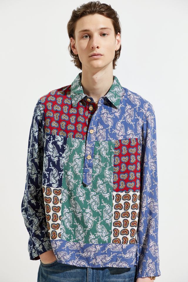 Fried Rice Patchwork Half-Button Shirt | Urban Outfitters