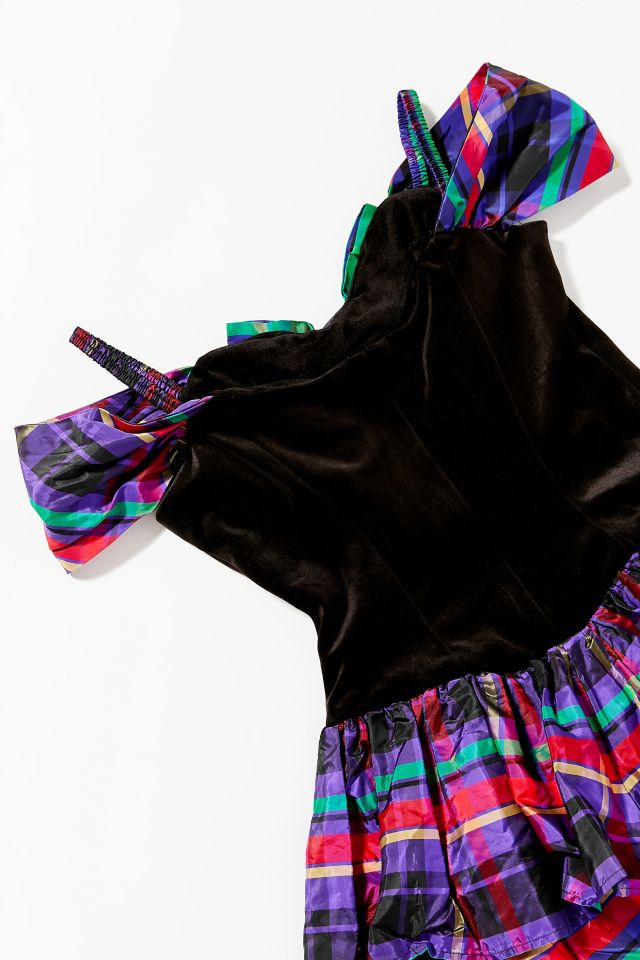 Vintage Plaid Ruffle Bow Party Dress  #1