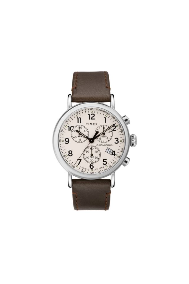 Timex Standard Chronograph 41mm Leather Strap Watch | Urban Outfitters