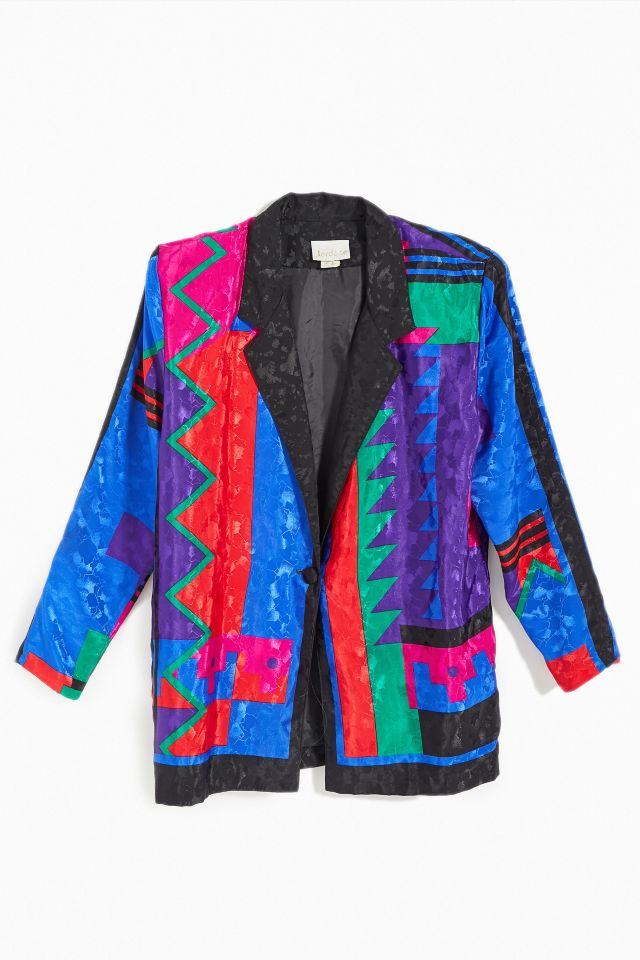 Vintage Printed Silky Blazer 