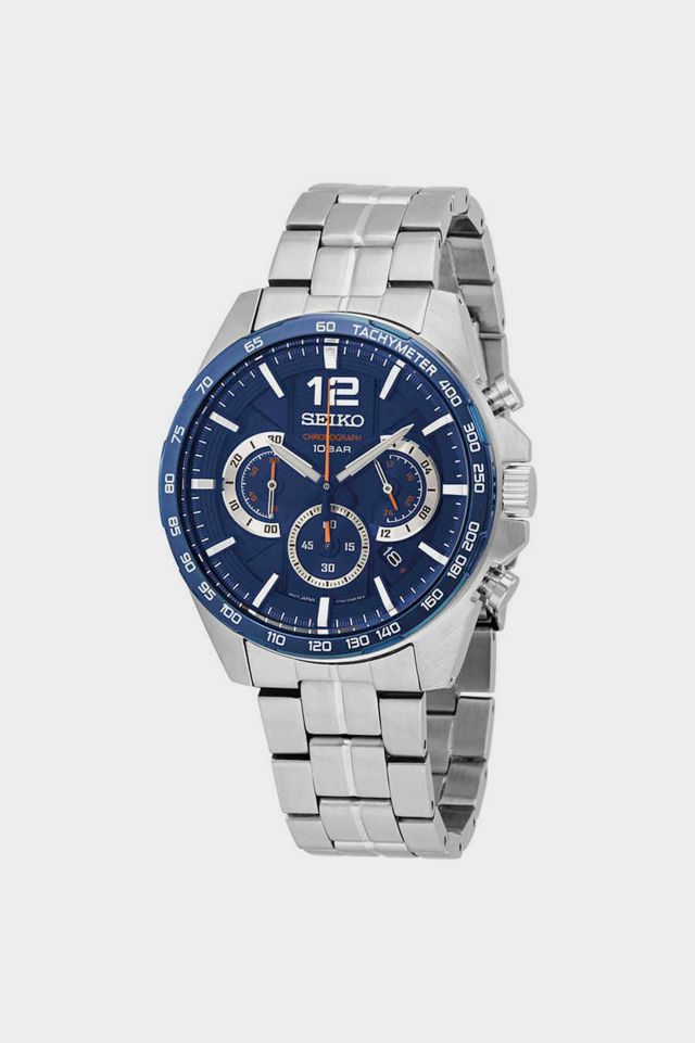 Seiko men's quartz blue hotsell dial watch