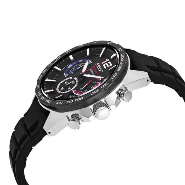 Seiko Chronograph Quartz Black Dial Men's Watch SSB347 #1