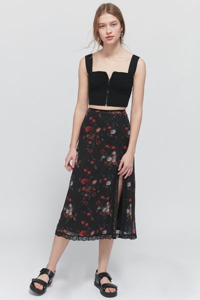 Mesh floral skirt best sale