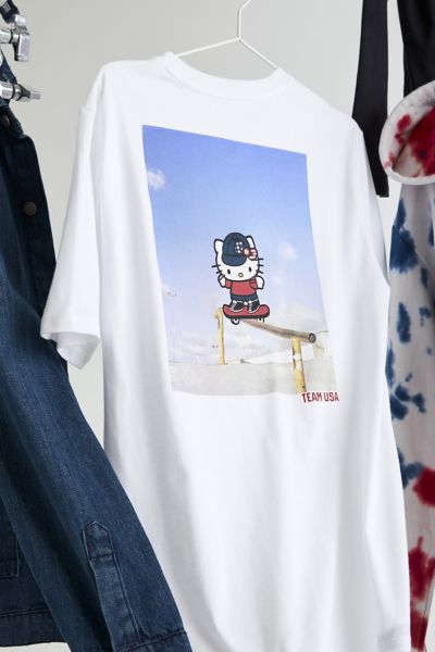 Urban Outfitters Hello Kitty X Team Usa Skate Tee In White