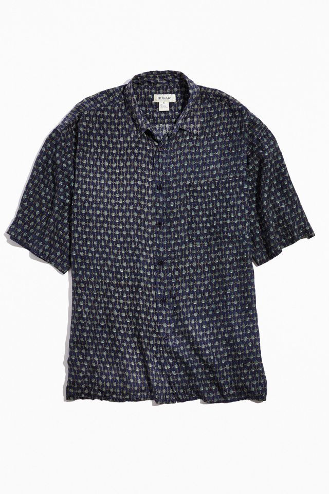 Vintage Bogari Silk Short Sleeve Button-Down Shirt