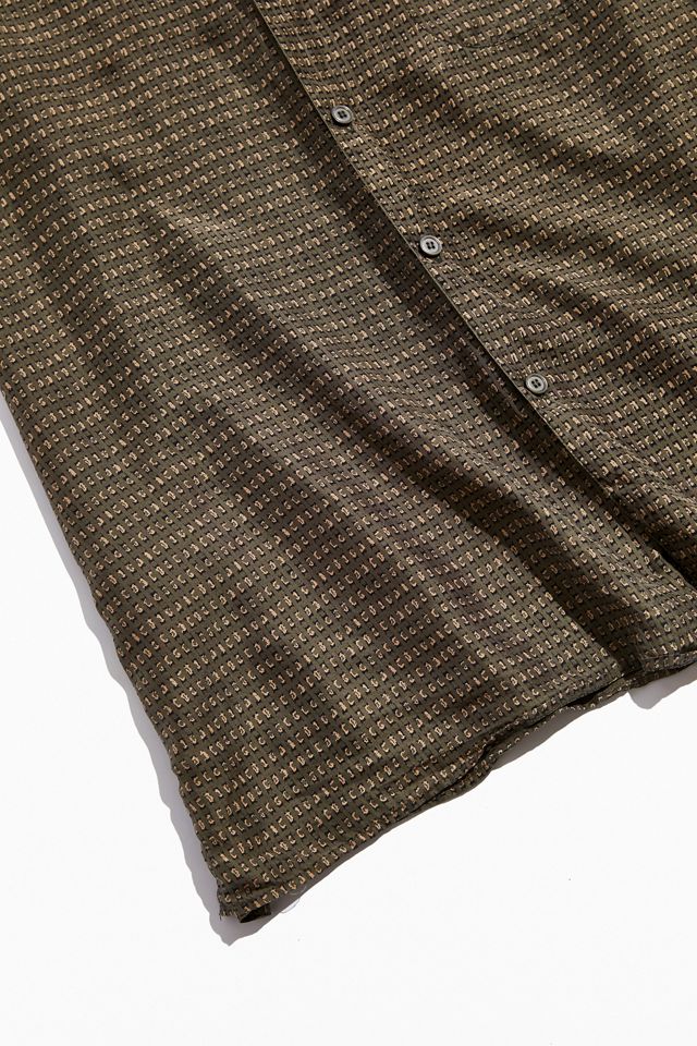 Vintage Green Patterned Silk Button-Down Shirt | Urban Outfitters