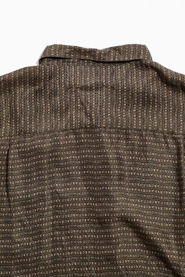 Vintage Green Patterned Silk Button-Down Shirt | Urban Outfitters