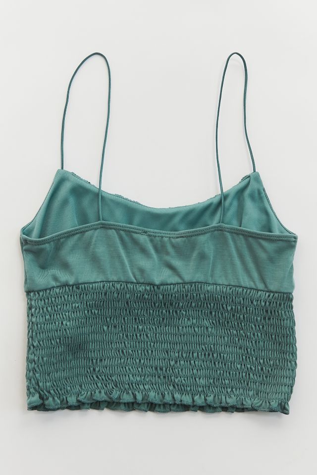 Urban Outfitters Esmeralda Smocked Cami Crop Top Bralette, Black