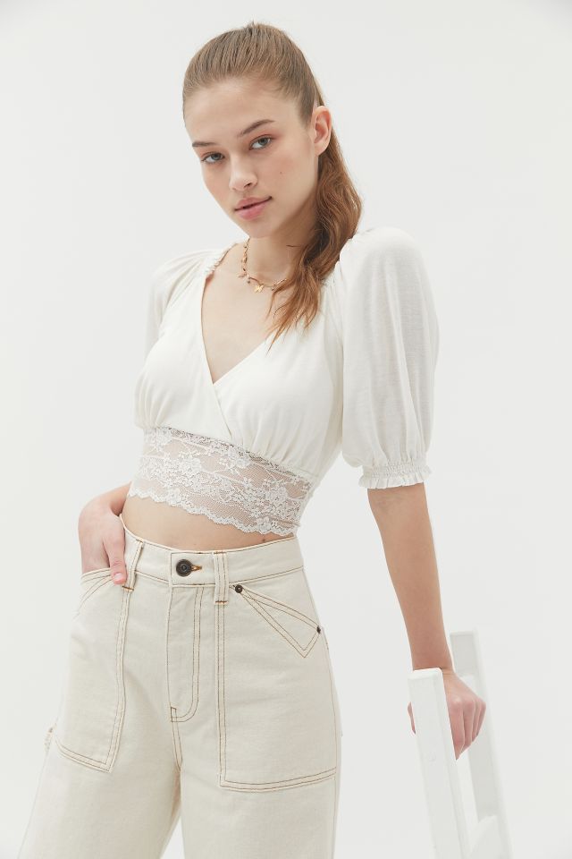 UO Samara Plunging Surplice Cropped Top | Urban Outfitters