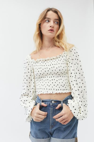 UO Ryan Smocked Square Neck Top | Urban Outfitters