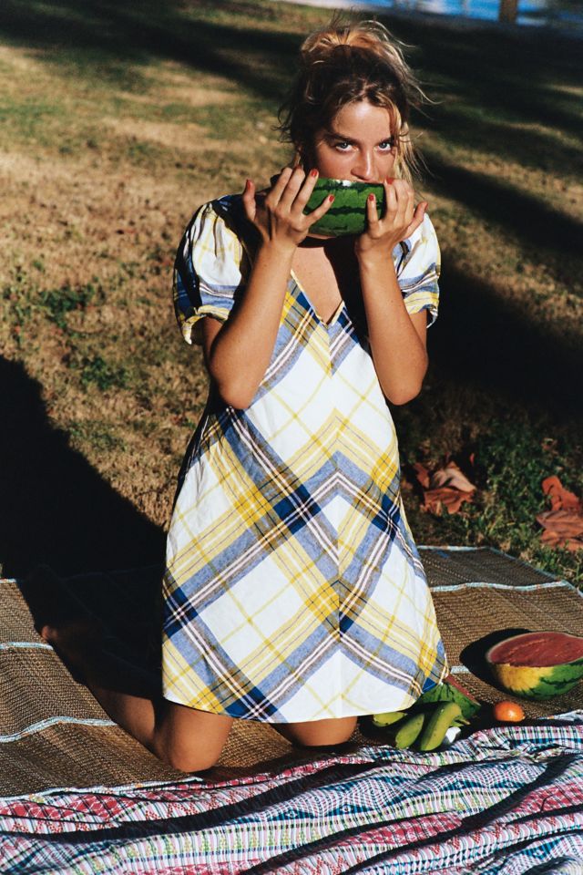 Urban outfitters yellow outlet plaid dress