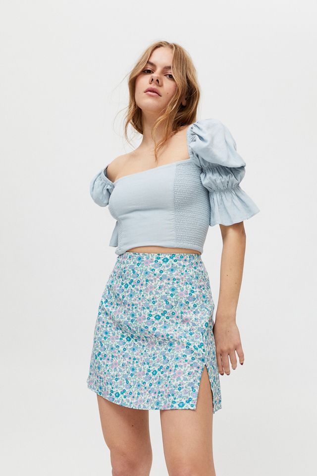 Motel Sheny Floral Notched Mini Skirt | Urban Outfitters