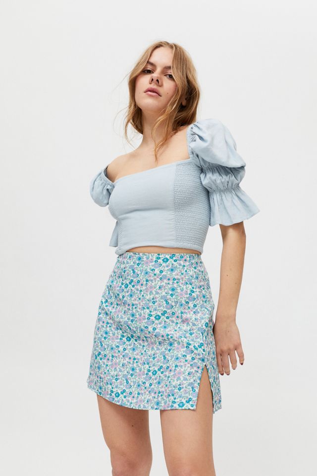 Motel Sheny Floral Notched Mini Skirt | Urban Outfitters