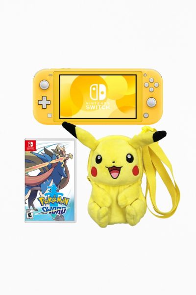 Nintendo Switch Lite With Pokémon Sword And Pikachu Pouch Bundle