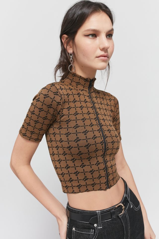 iets frans… Geo Print Zip-Front Top #1