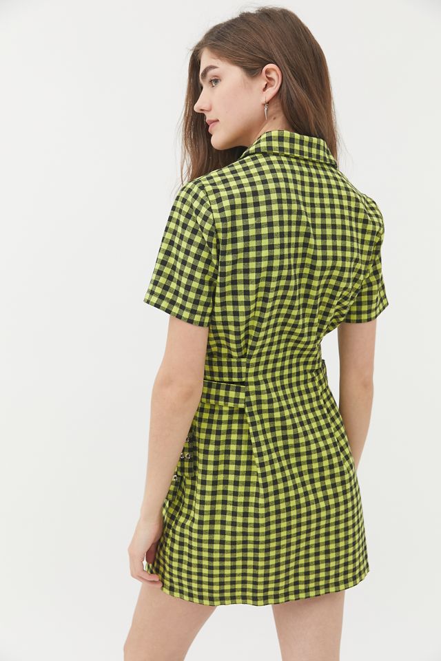 slim fit dress slacks Men's Forest Green and Navy Gingham Long Sleeve Dress Shirt, Stain Repellent, Wrinkle Resistant main image 0