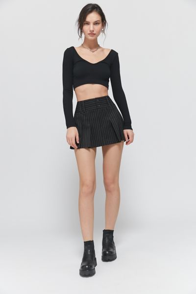 UO Kortney Pinstripe Pleated Micro Mini Skirt | Urban Outfitters