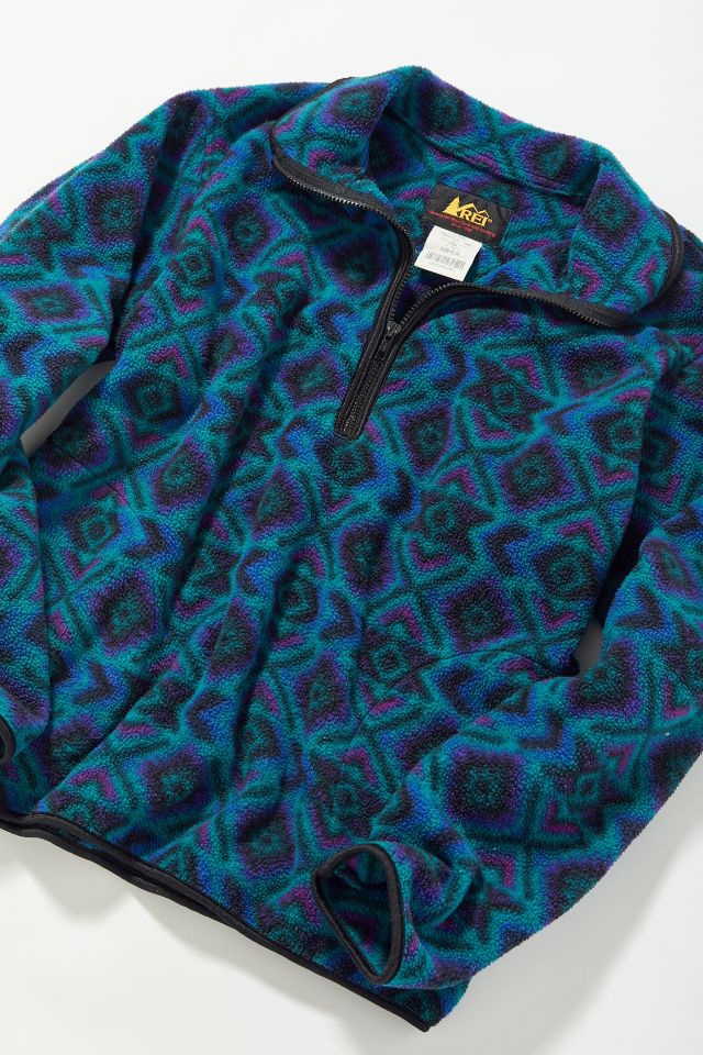 Vintage REI Teal Print Half-Zip Fleece Jacket #1