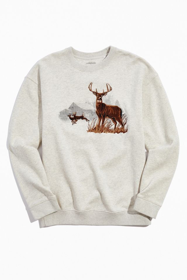 Vintage Embroidered Deer Crew Neck Sweatshirt