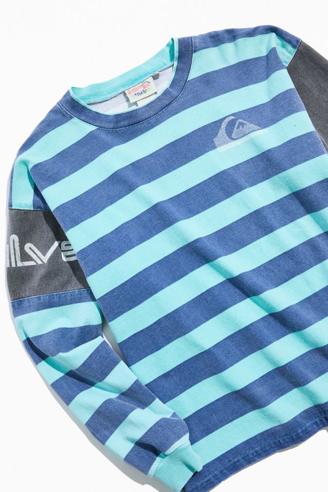 T-shirt Vintage Quiksilver à Manches Longues Rayé #1