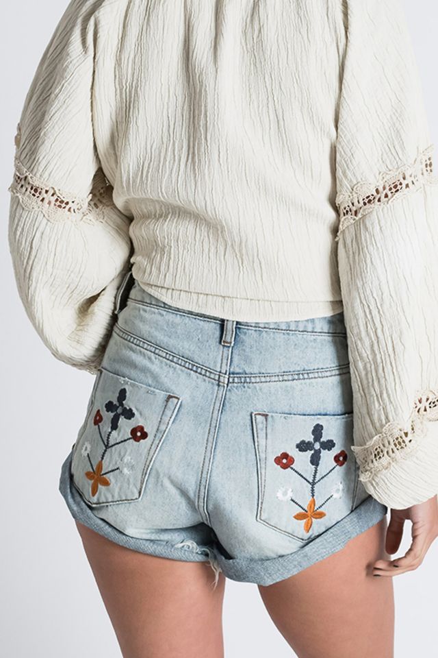 One Teaspoon Bandits Embroidered Mid-Rise Short #1