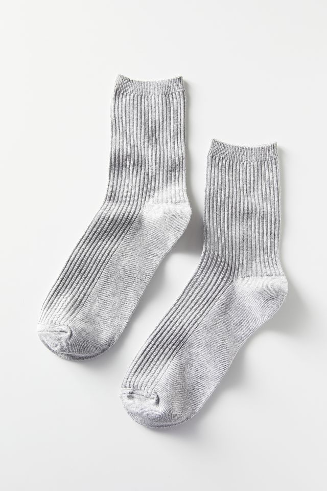 SILVER SOLID RIBBED SOCKS