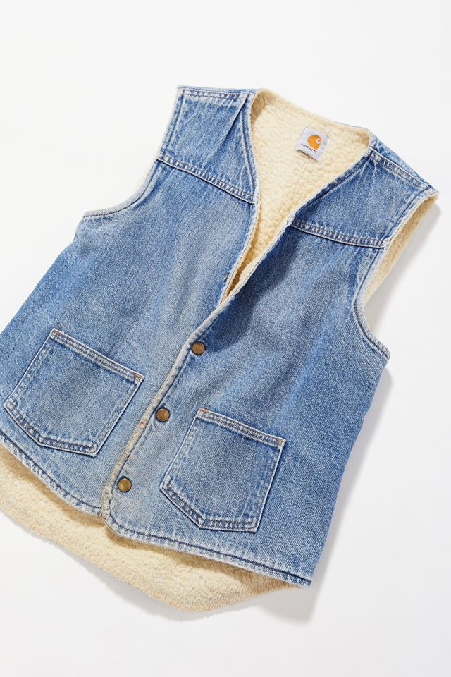 Vintage Carhartt Sherpa Lined Denim Vest | Urban Outfitters