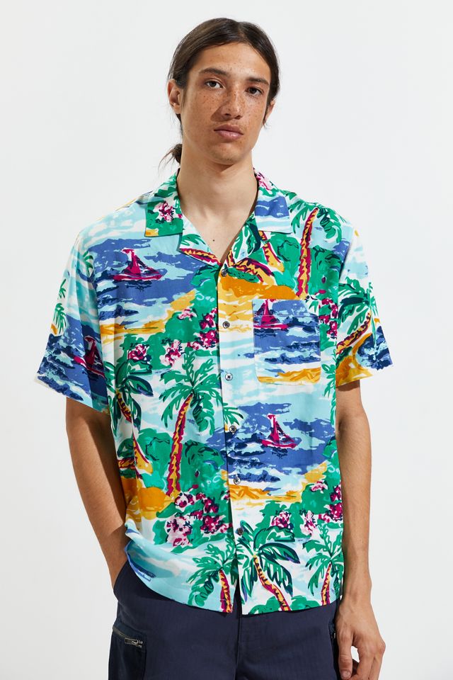 UO Painted Paradise Rayon Short Sleeve Button-Down Shirt #2