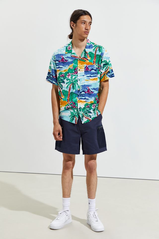 UO Painted Paradise Rayon Short Sleeve Button-Down Shirt #3