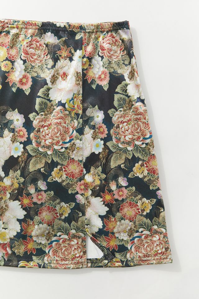 UO Printed Satin Notched Mini Skirt #3